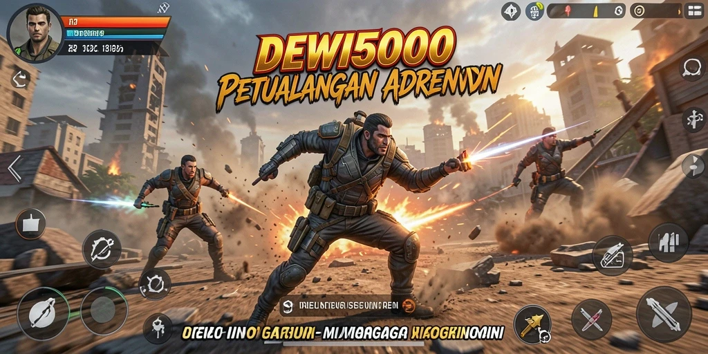 Screenshot DEWI5000 menampilkan aksi mendebarkan dalam pertempuran intens.