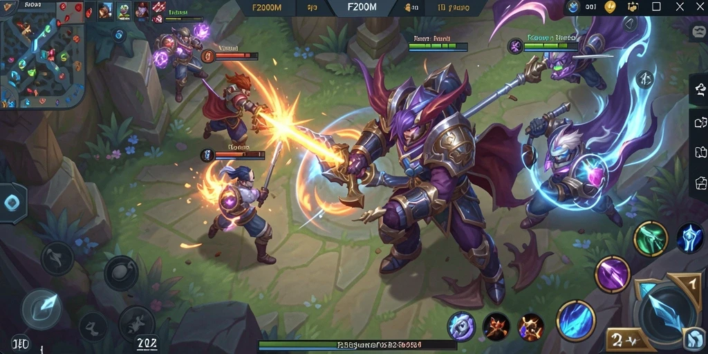 Gameplay intens dalam F200M dengan pertarungan tim yang menarik.