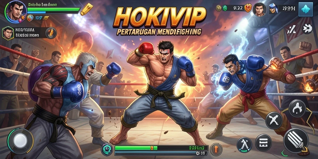 Gameplay seru HOKIVIP dengan pertarungan karakter yang dinamis.