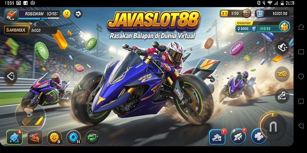 Gameplay Racing seru dengan mobil balap cepat dan trek menantang.
