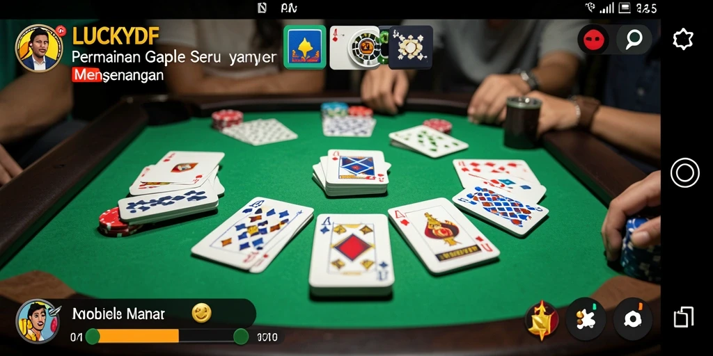 Tampilan gameplay LUCKYDF yang menarik saat bermain Gaple.