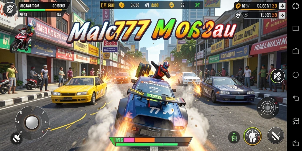 Tampilan gameplay <strong>MC777</strong> yang memukau saat balapan di jalanan.
