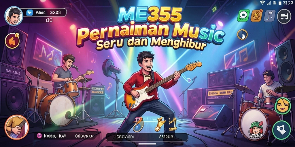 Tampilan menarik dari gameplay ME355 yang menampilkan aksi bermain musik.