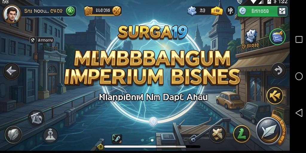 Screenshot gameplay SURGA19 menampilkan suasana bisnis yang dinamis.
