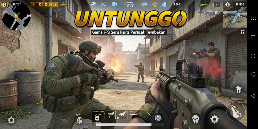 Tampilkan gameplay seru <strong>UNTUNGGO</strong> dengan berbagai aksi tembak-menembak.