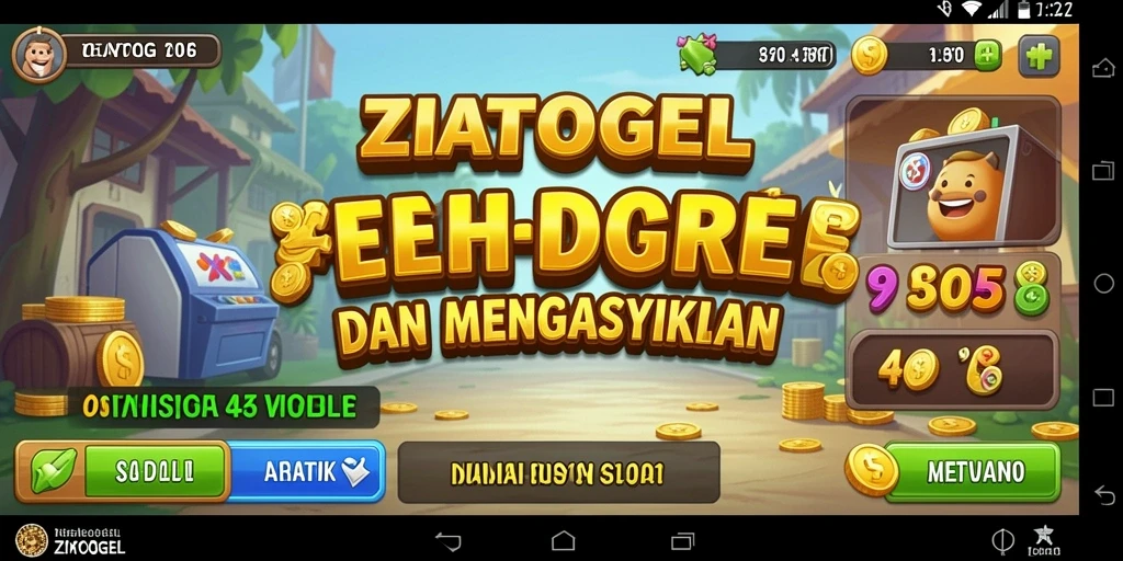 Screenshot gameplay ZIATOGEL menampilkan pengumpulan sumber daya dengan cara menyenangkan.