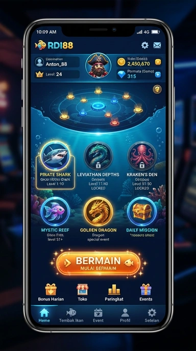 Tampilan aplikasi rdi88 yang menarik dan informatif.